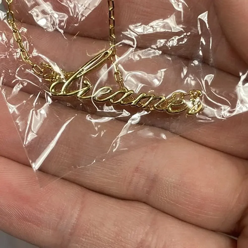 Jules Smith Dreamer Necklace 14K Gold Plated Script Necklace 18” + 2” Extend NWT